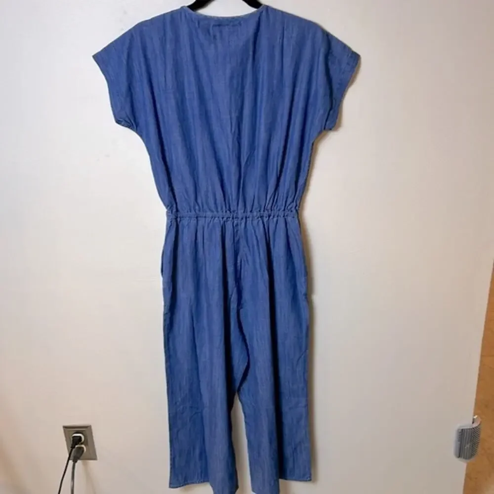 NWT J Crew Mercantile chambray denim surplice jumpsuit